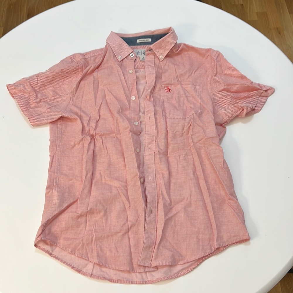 Penguin Men’s Heritage Slim Button-Down Short-Sleeve Collared Polo Shirt Size M